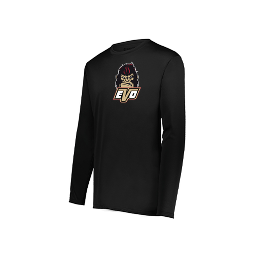 [222823.080.S-LOGO2] Youth LS Smooth Sport Shirt (Youth S, Black, Logo 2)