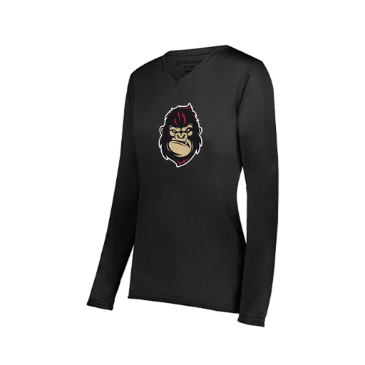 [222824.080.S-LOGO3] Ladies LS Smooth Sport Shirt (Female Adult S, Black, Logo 3)
