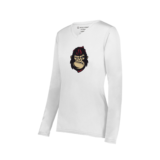 [222824.005.S-LOGO3] Ladies LS Smooth Sport Shirt (Female Adult S, White, Logo 3)