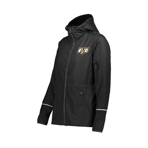 [229782.080.XS-LOGO1] Ladies Packable Full Zip Jacket (Female Adult XS, Black, Logo 1)